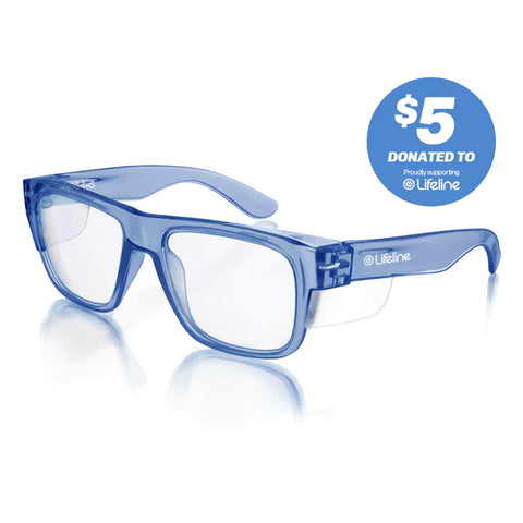 SAFESTYLE GLASSES FUSION LIFELINE BLUE FRAME CLEAR LENS EYEWEAR FBLC100