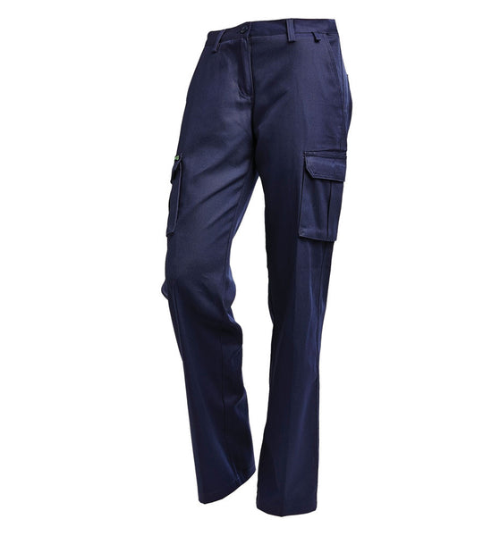 Womens Lightweight Cotton Drill Cargo Pants-Navy-24 - Workit Workwear