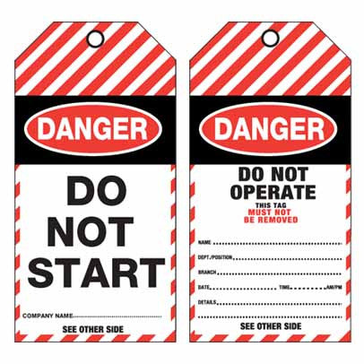 Lockout Tag Tear Proof Double Sided TDT150TP - Danger Do Not Start