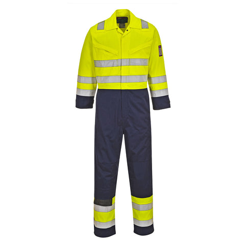 Portwest Modaflame Coverall Yellow/Navy c/w Reflective Tape MV28