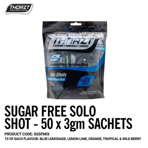 Thorzt Sugar Free Solo Shot 50 x 3gm Sachets (Mixed Flavours) SSSFMIX