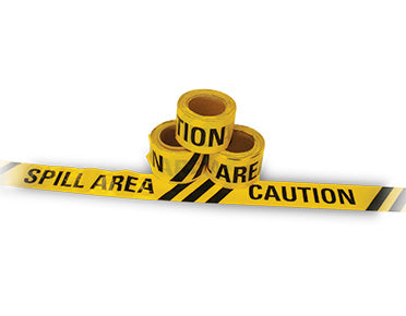 Barrier Tape "Caution Spill Area" Yellow/Black 100m x 75mm (Yellow/Black) TAPEC50X75