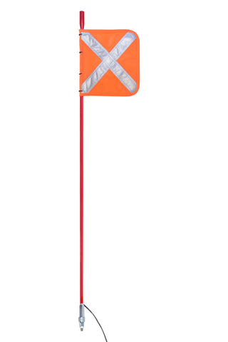 4WD Vehicle Minewhipe c/w LED Light & Reflective Crossed Orange Mesh Flag