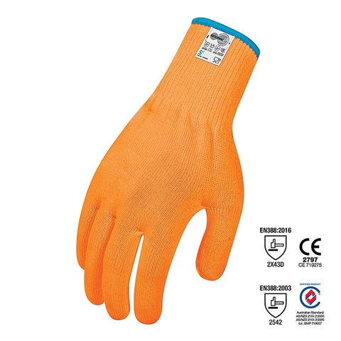 Force360 Cut 5/Level D Orange Food Grade 13 Gauge Glove GFPR207