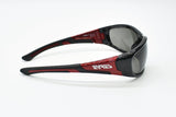 Eyres Bercy Gloss Black and Red Frame, Polarised Grey Lens Safety Glasses 150-S13-PG