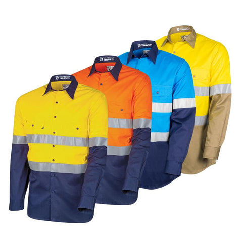 Tru Workwear Mates In Construction Lightweight Vented Hi-Vis Drill Shirt with Reflective Tape  CS2000T3