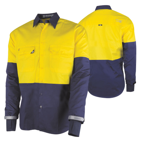 Tru Workwear Lightweight Vented Hi-Vis Drill Shirt with Graphex® Cut Resistant Sleeve DS2168GX