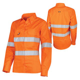 Tru Workwear Womens Ripstop Vented L/S Hi-Vis Shirt With Reflective Tape (Orange) DSW1169T1