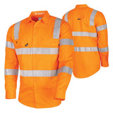 Tru Workwear Lightweight VIC Rail Orange Hi-Vis Drill Shirt with Reflective Tape CS1000T4