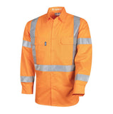 Tru Workwear Lightweight NSW Rail Orange Hi-Vis Drill Shirt with Reflective Tape CS1000T5