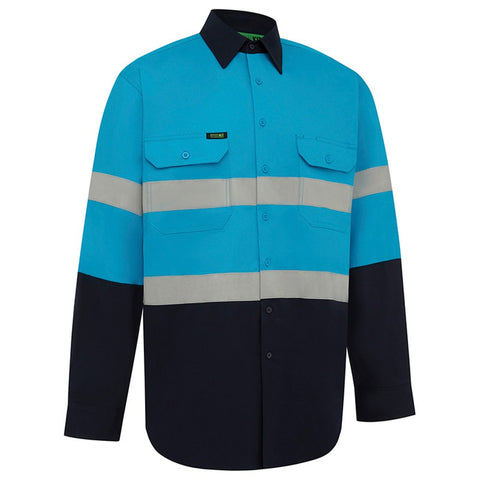 Workit Hi-Vis Lightweight Long Sleeved Taped Shirt (Sky/Navy) 2013