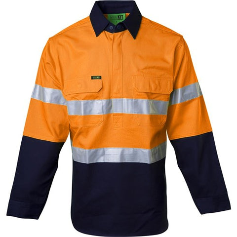 Workit Hi-Vis 2 Tone Dual Weight Half Taped Closed Gusset Cuff Welding Drill Shirt 2027T