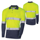 Tru Workwear Hi Vis 2 Tone Micromesh Long Sleeve Polo Shirt cw/ Reflective Tape CS2850T3