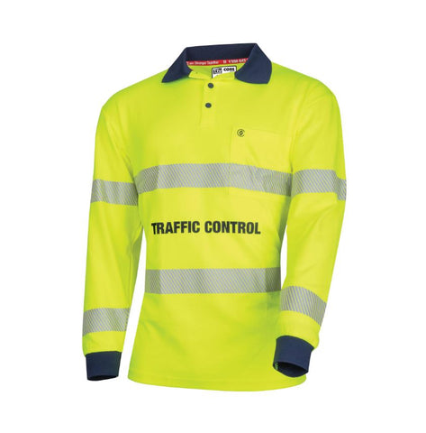 Tru Workwear Poly Cotton Traffic Control L/S Hi-Vis Segmented Reflective Tape Polo Shirt CS1865T9