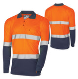 Tru Workwear Hi Vis 2 Tone Micromesh Long Sleeve Polo Shirt cw/ Reflective Tape CS2850T3