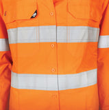 Tru Workwear Womens Ripstop Vented L/S Hi-Vis Shirt With Reflective Tape (Orange) DSW1169T1