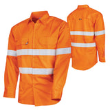 Tru Workwear Ripstop L/S Vented Hi-Vis Lightweight Cotton Shirt With Reflective Tape (Orange) DS1169T1