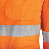 Tru Workwear Ripstop L/S Vented Hi-Vis Lightweight Cotton Shirt With Reflective Tape (Orange) DS1169T1
