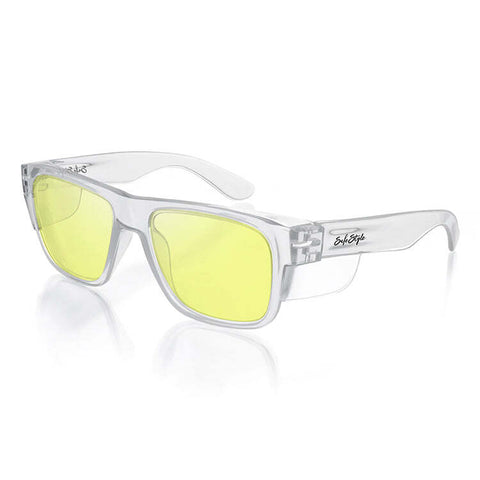 SAFESTYLE GLASSES FUSION CLEAR FRAME YELLOW LENS EYEWEAR FCY100