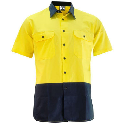 KM Workwear Hi Vis 2 Tone Lightweight Vented S/S Shirt 2321N