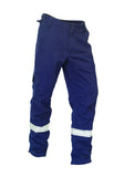 KM Workwear Drill Pants Cut To Fit Pant c/w 3M Segmented Reflective Tape M8223T