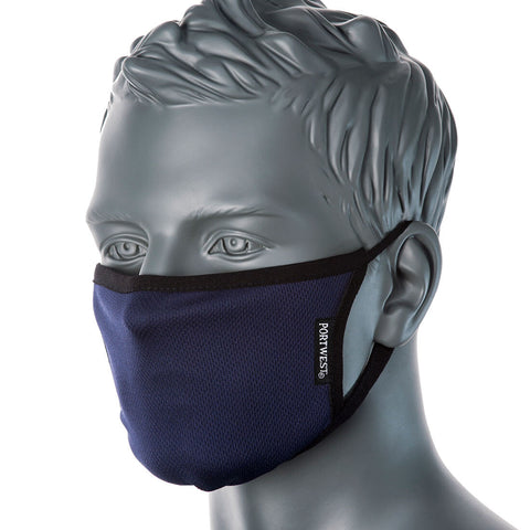 Portwest 3-Ply Anti-Microbial Fabric Face Mask CV33 (Navy)