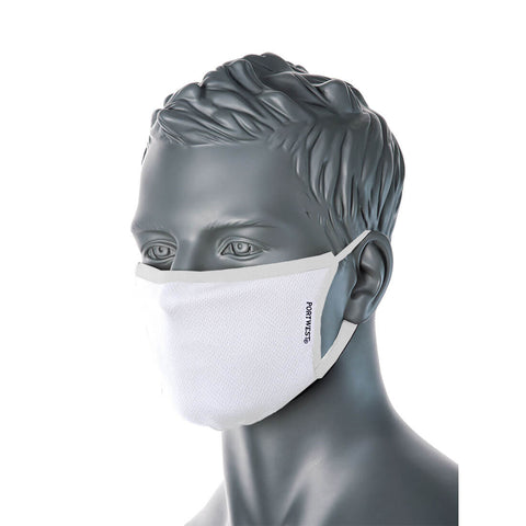 Portwest 3-Ply Anti-Microbial Fabric Face Mask CV33 (White)