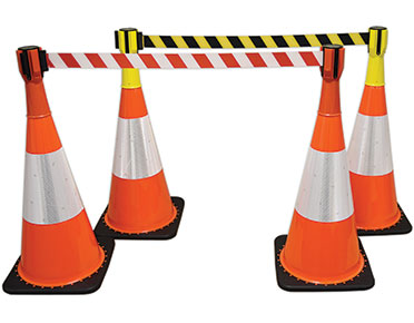 Retractable Cone Top Barrier Tape (Yellow/Black & Red/White)