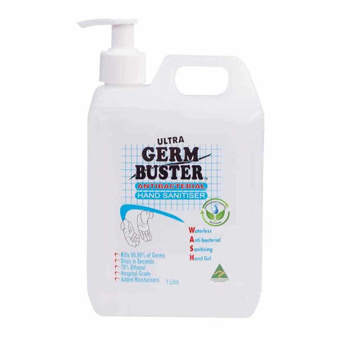 Germ Buster Anti-Bacterial Hand Sanitiser Gel Pump 1L GB1LP