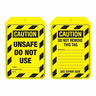 Lockout Tag Code UCT 204 - Caution Unsafe Do Not Use