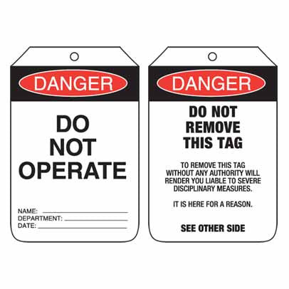 Lockout Tag Code UDT101 - Danger Do Not Operate
