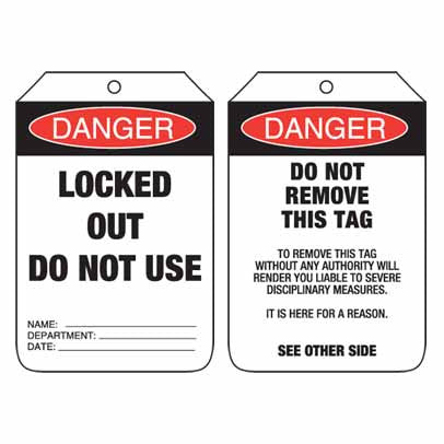 Lockout Tag Code UDT109 - Danger Locked Out