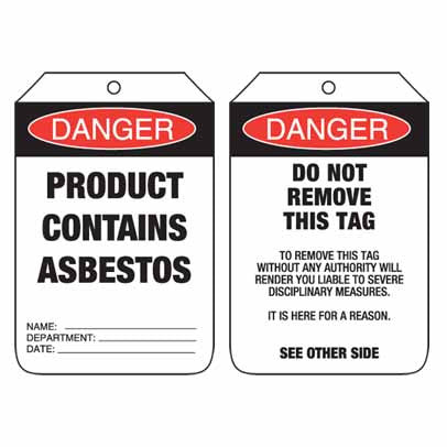 Lockout Tag Code UDT110 - Danger Product Contains Asbestos