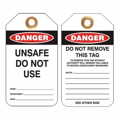 Lockout Tag Code UDT306 - Danger Unsafe Do Not Use
