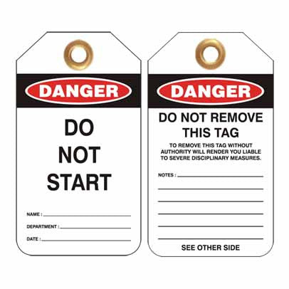 Lockout Tag Code UDT307 - Do Not Start – Visual Workwear