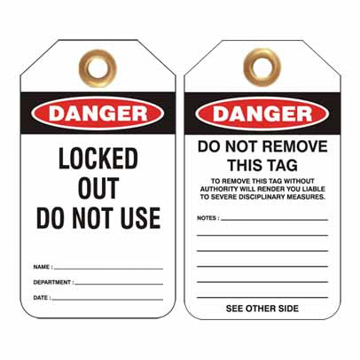 Lockout Tag Code UDT308 - Danger Locked Out Do Not Use