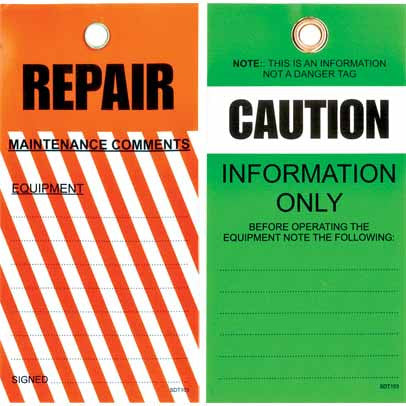 Lockout Tag Tear Proof Double Sided TDT103TP - Caution Repair