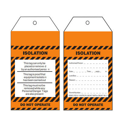 Lockout Tag Tear Proof Double Sided TDT104TP - Isolation – Visual Workwear