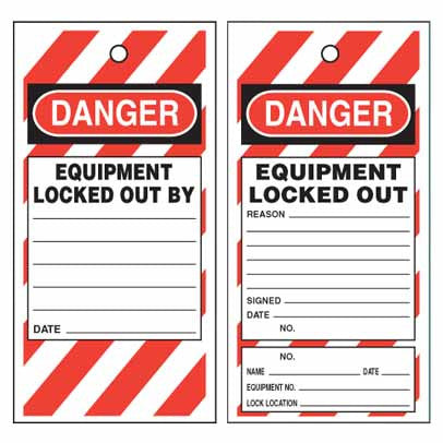 Lockout Tag Tear Proof Double Sided TDT114TP - Danger Equipment Locked Out By