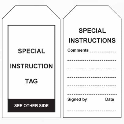Lockout Tag Tear Proof Double Sided TDT151TP - Special Instruction Tag