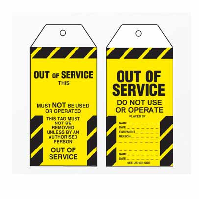 Lockout Tag Tear Proof Double Sided TDT155TP - Out Of Service