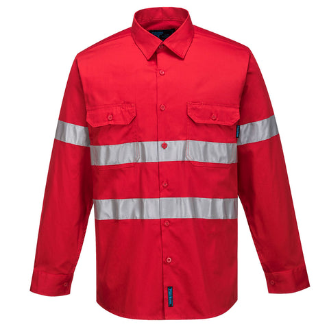 Portwest Lightweight Vented Shirt c/w Reflective Tape (Red) MA303