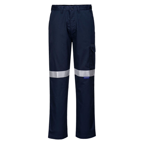 Portwest Flame Resistant Cargo Pants (Navy) c/w Reflective Tape MW701