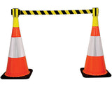 Retractable Cone Top Barrier Tape (Yellow/Black & Red/White)