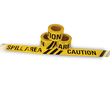 Barrier Tape "Caution Spill Area" Yellow/Black 100m x 75mm (Yellow/Black) TAPEC50X75