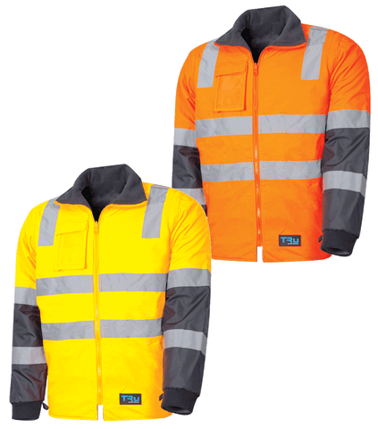 Tru Workwear Hi Vis Wet Weather Jacket c/w Removable Sleeves & Reflective Tape TJ2945T4