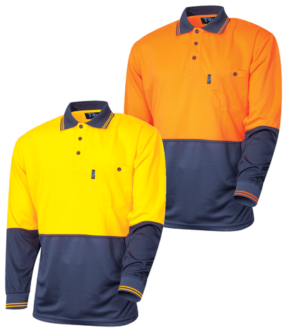 Tru Workwear Hi Vis 2 Tone Micromesh Long Sleeve Polo Shirt TS2850
