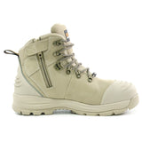 Bison XT Ankle Lace Up Zip Sided Safety Boots (Stone) XTLZST