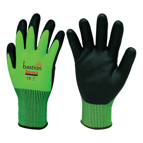Soroca High Vis Green HPPE Cut 5 Resistant Nitrile Gloves BSG66134